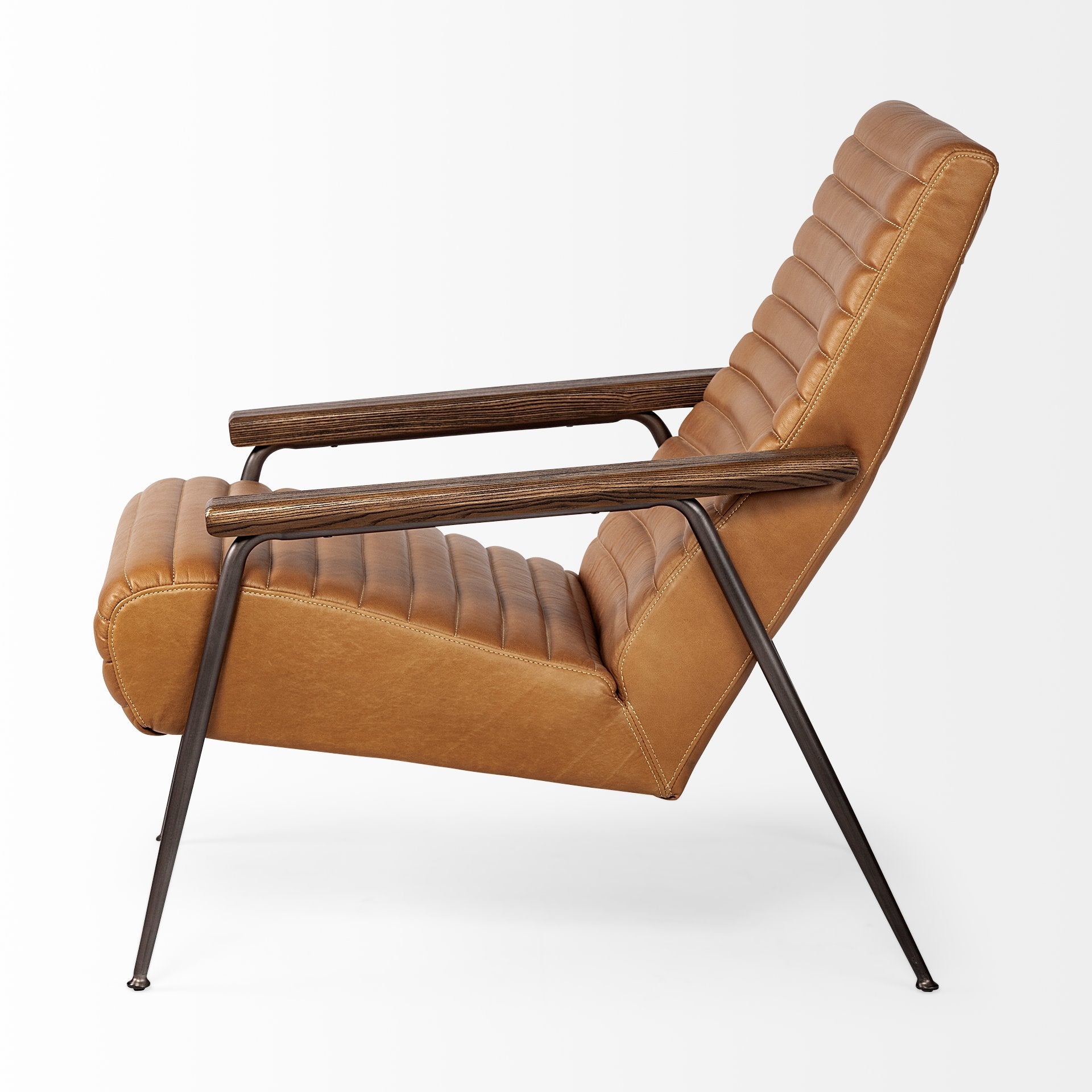 Grosjean Metal Frame Accent Chair - Leather Wrap | Calgary Furniture Store
