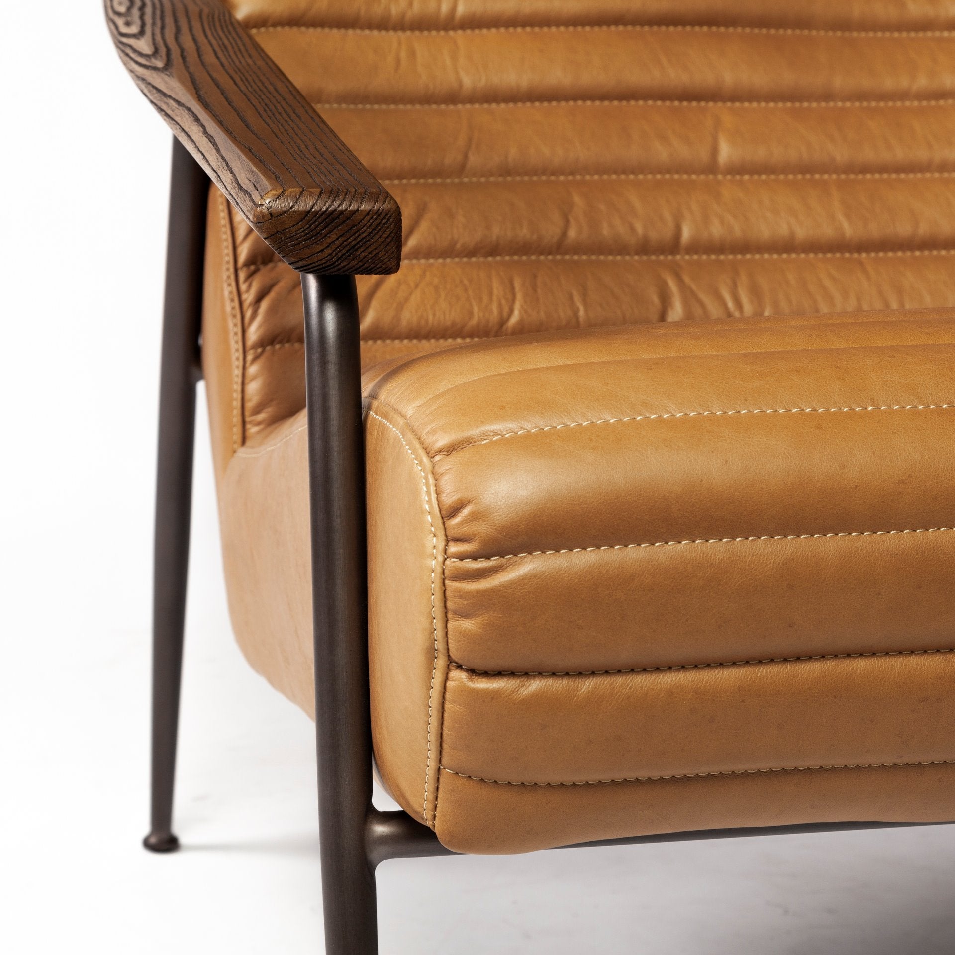 Grosjean Metal Frame Accent Chair - Leather Wrap | Calgary Furniture Store