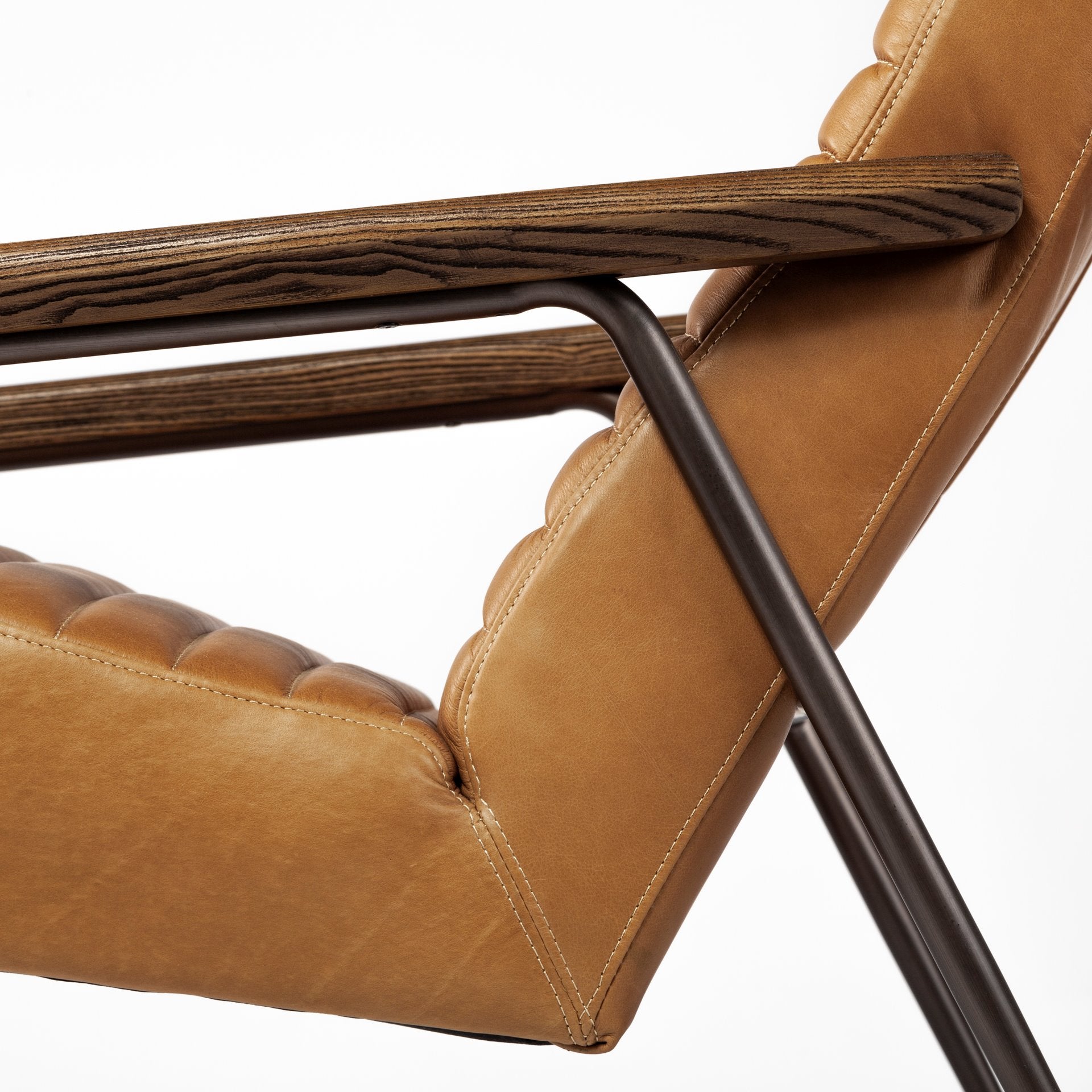 Grosjean Metal Frame Accent Chair - Leather Wrap | Calgary Furniture Store