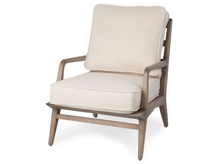 Harman II Wood Frame Accent Chair - Off-White Fabric Seat | Calgary's Furniture Store | Calgary Accent Chairs
