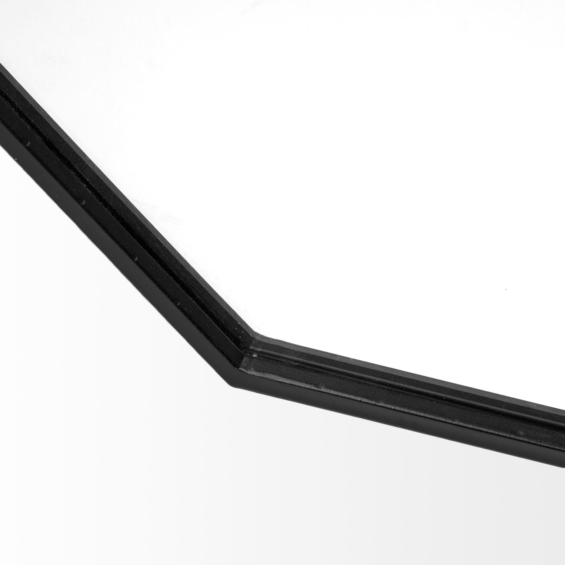 Helix 37" Octagon Black Metal Frame Mirror | Calgary Furniture Store