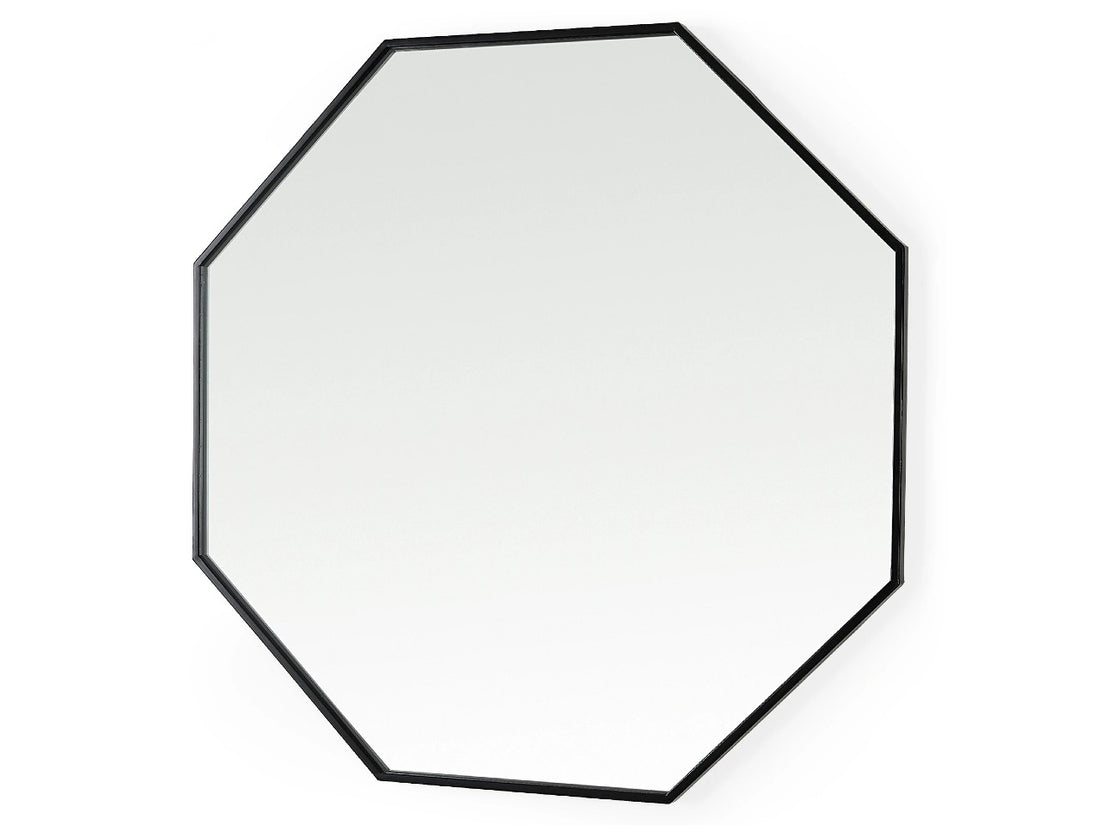 Helix 37" Octagon Black Metal Frame Mirror | Calgary Furniture Store
