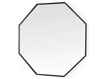Helix 37" Octagon Black Metal Frame Mirror | Calgary Furniture Store