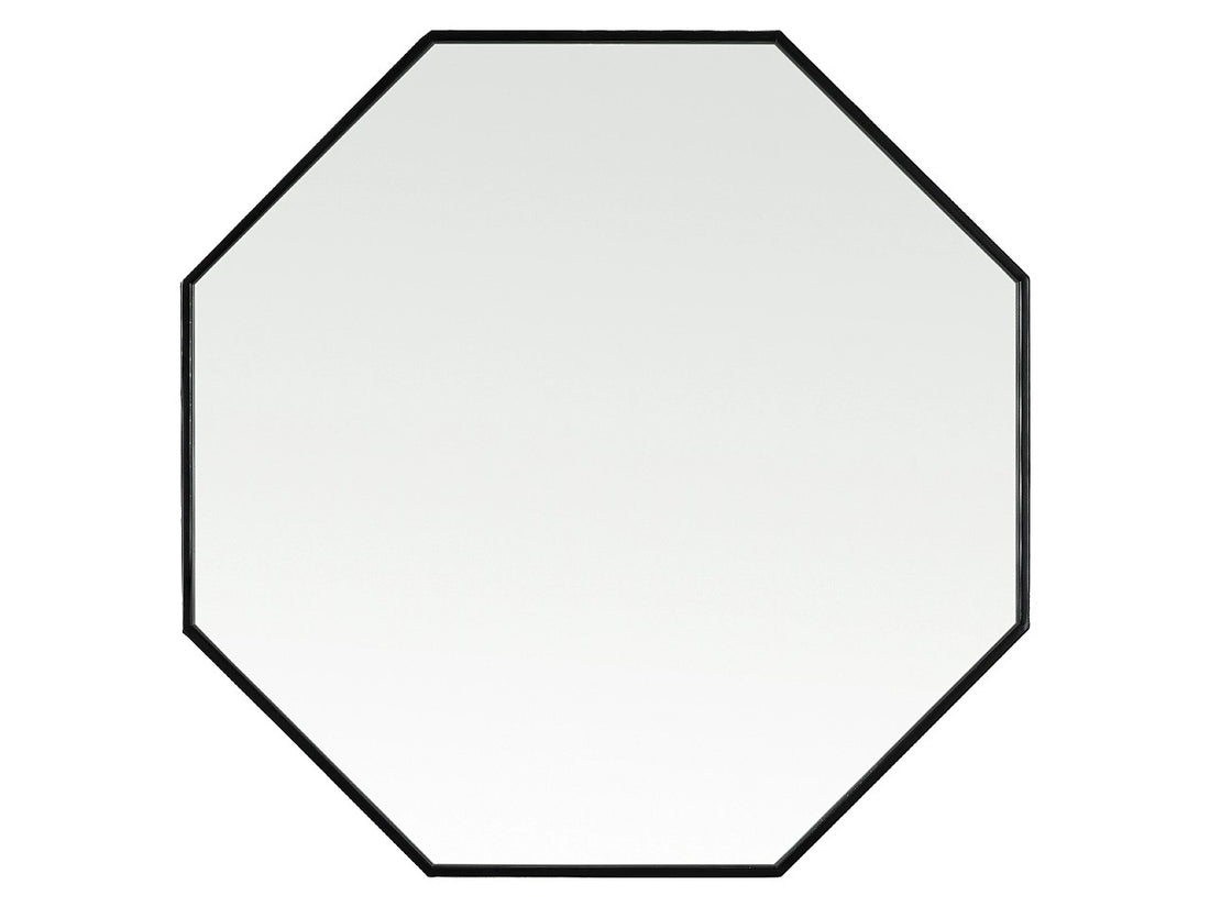Helix 37" Octagon Black Metal Frame Mirror | Calgary Furniture Store