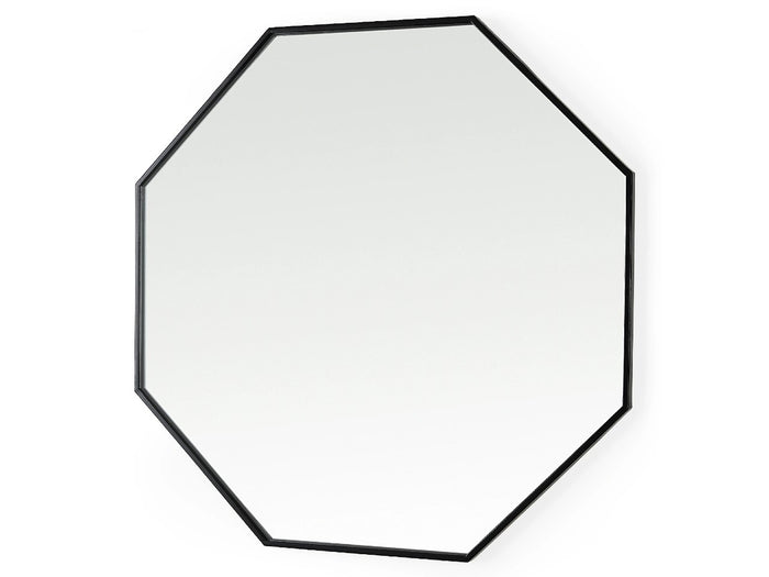 Helix 37" Octagon Black Metal Frame Mirror | Calgary Furniture Store