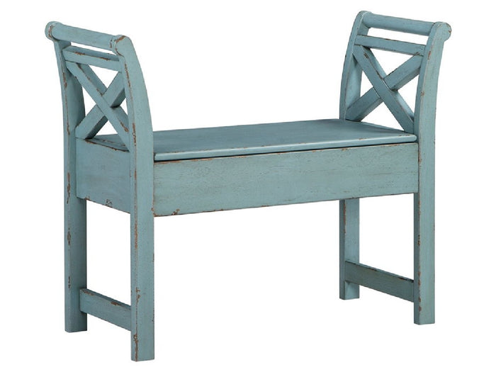 Heron Blue Storage Bench | Calgary Furniture Store