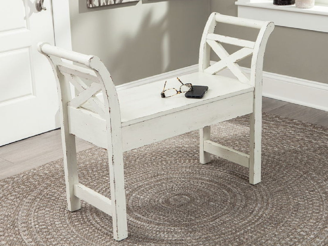 Heron White Storage Bench | Calgary Furniture Store