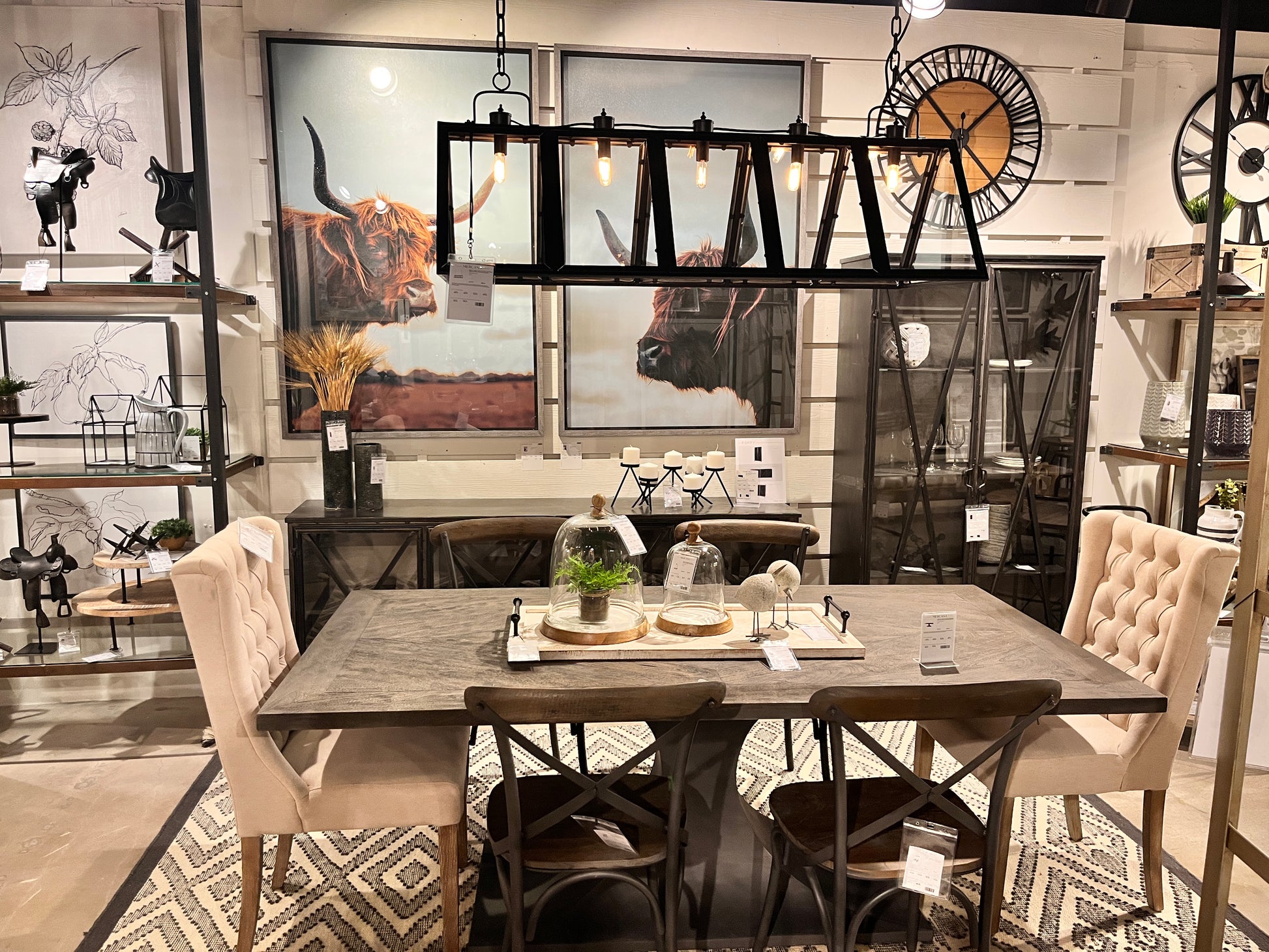 Antigon II Five Bulb Chandelier - Black Metal and Glass | Calgary Furniture Store