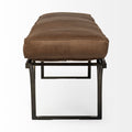 Jessie Brown Leather Seat - Gold Metal Base Accent Bench | Calgary Furniture Store