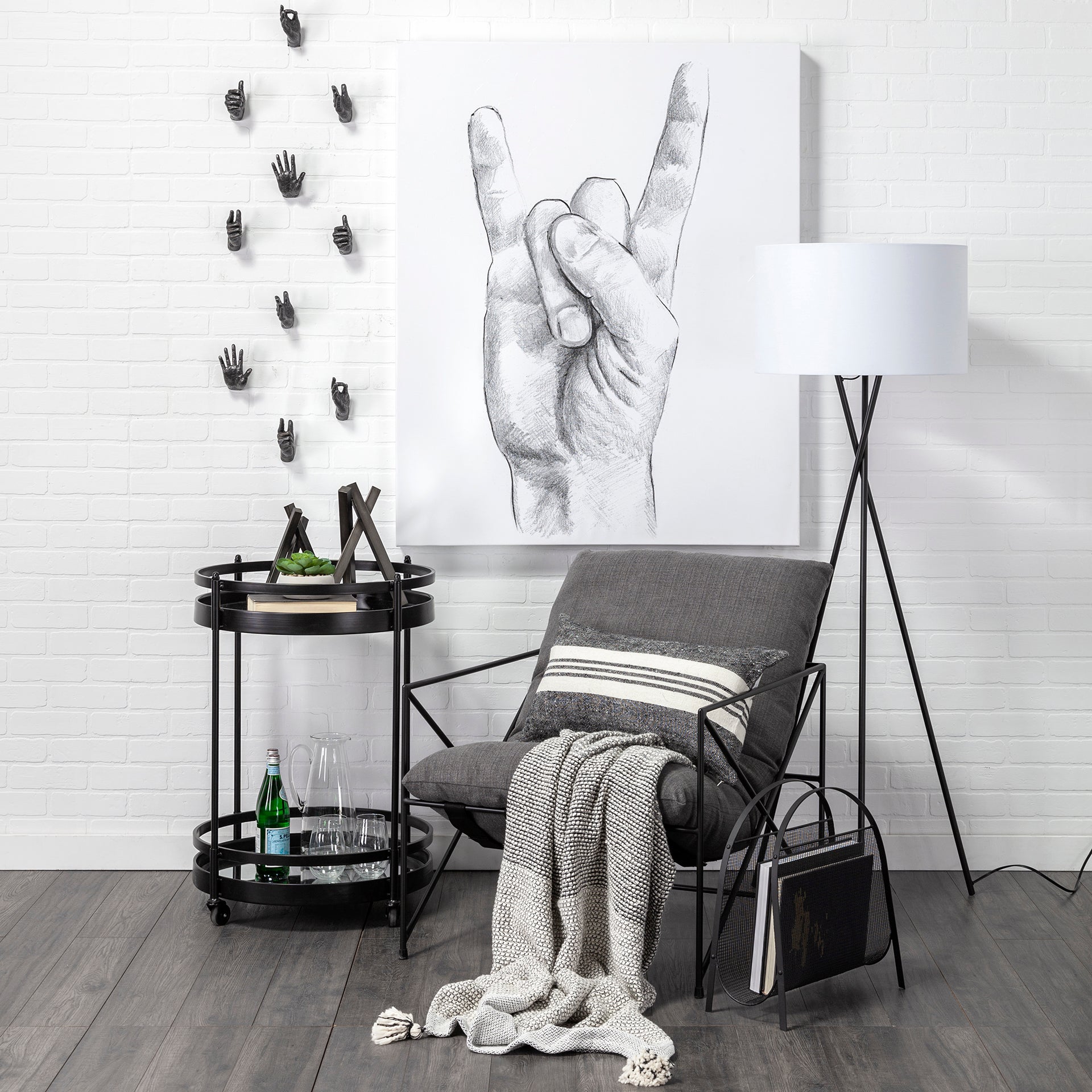 Leonidas Accent Chair - Grey Fabric Wrap Black Metal Frame | Calgary Furniture Store