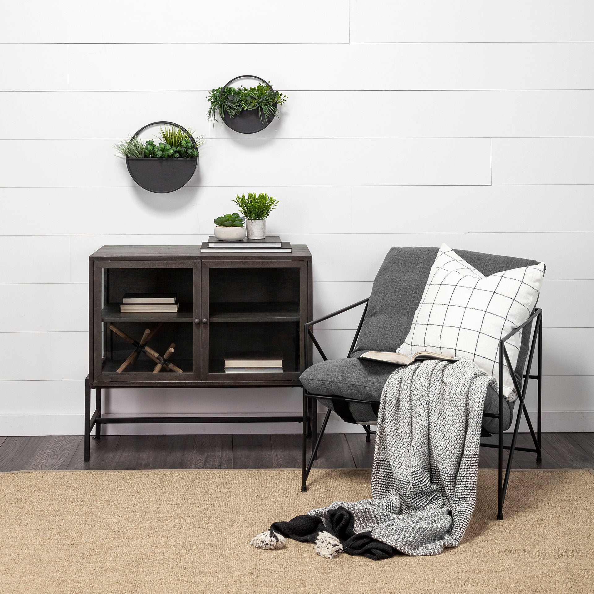 Leonidas Accent Chair - Grey Fabric Wrap Black Metal Frame | Calgary Furniture Store