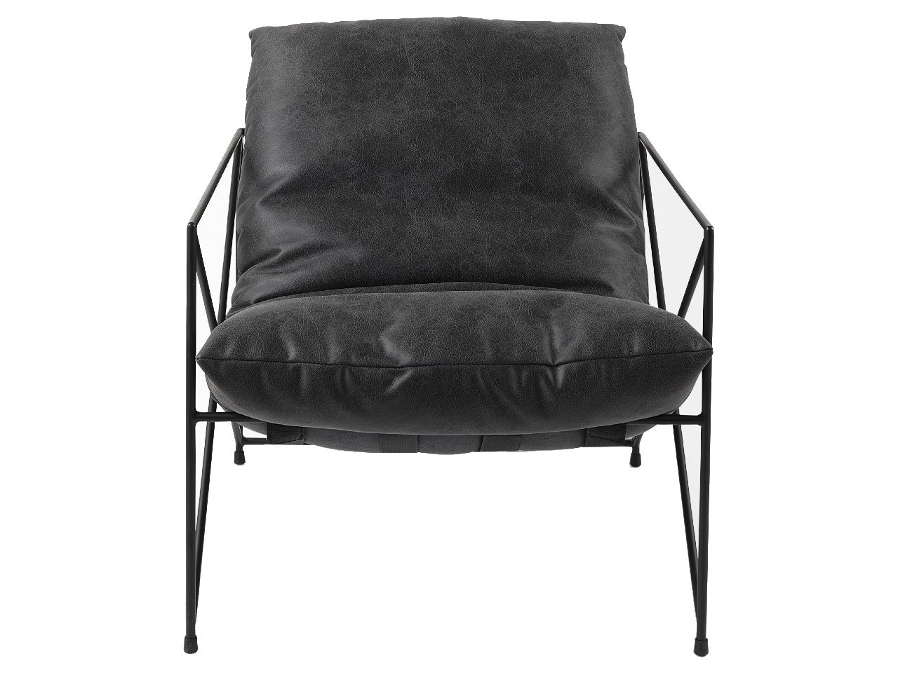 Leonidas Black Metal Frame Accent Chair - Black Faux Leather Seat | Calgary's Furniture Store | Calgary Accent Chairs