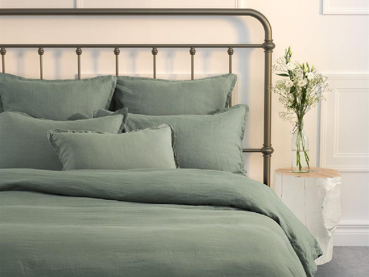 Linen Sage Green Double Queen Duvet Cover | Calgary Furniture Store
