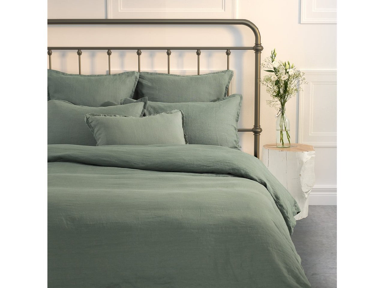 Linen Sage Green Double Queen Duvet Cover | Calgary Furniture Store