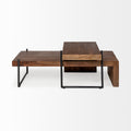 Maddox III Brown Solid Wood Top Black Metal Base Nesting Coffee Tables (Set of 2) | Calgary Furniture Store