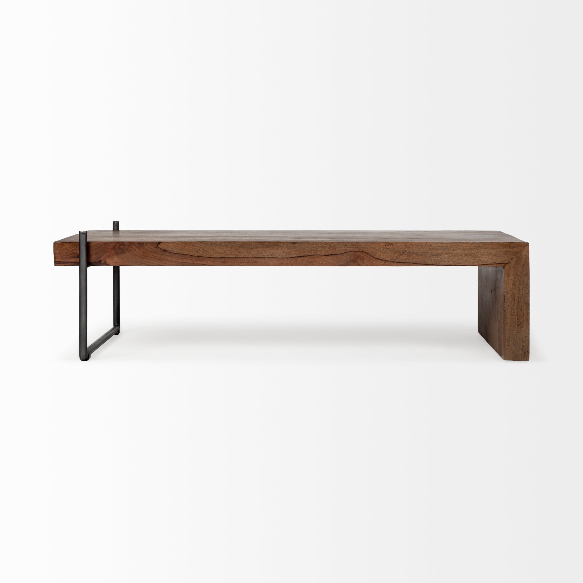Maddox III Brown Solid Wood Top Black Metal Base Nesting Coffee Tables (Set of 2) | Calgary Furniture Store