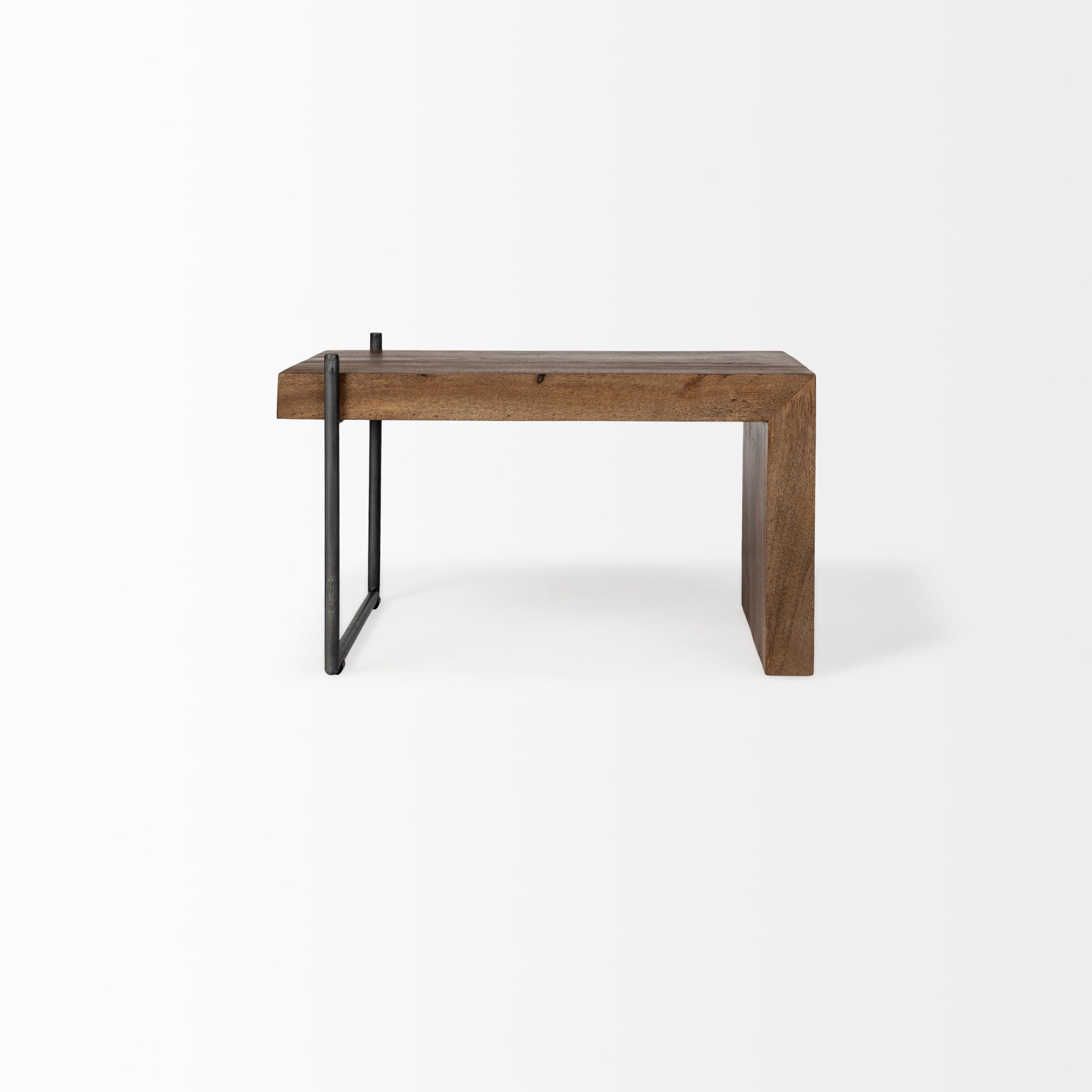 Maddox III Brown Solid Wood Top Black Metal Base Nesting Coffee Tables (Set of 2) | Calgary Furniture Store