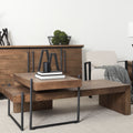 Maddox III Brown Solid Wood Top Black Metal Base Nesting Coffee Tables (Set of 2) | Calgary Furniture Store