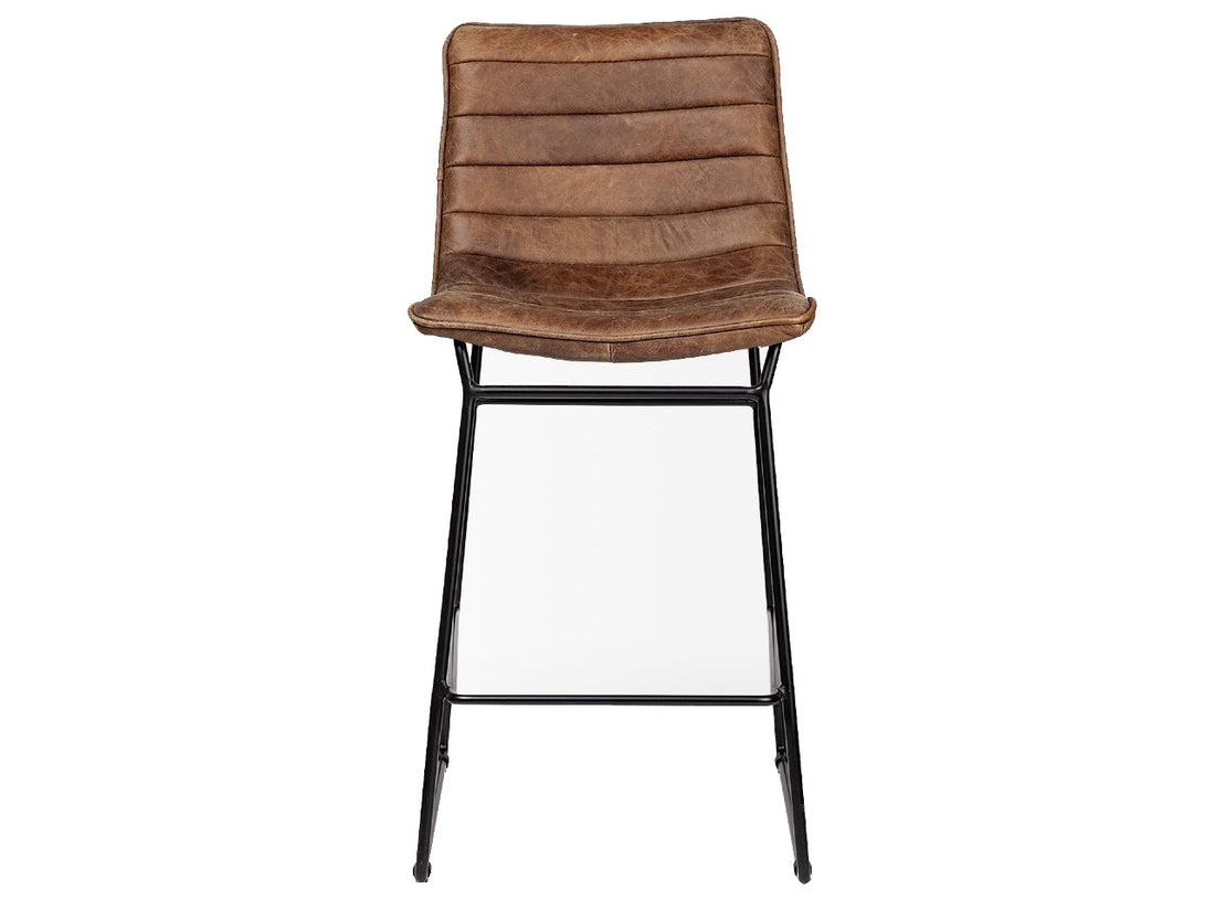 Meritt Brown Leather Seat Frame Stool | Calgary's Furniture Store | Calgary Counter Stool