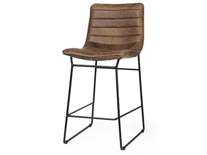 Meritt Brown Leather Seat Frame Stool | Calgary's Furniture Store | Calgary Counter Stool