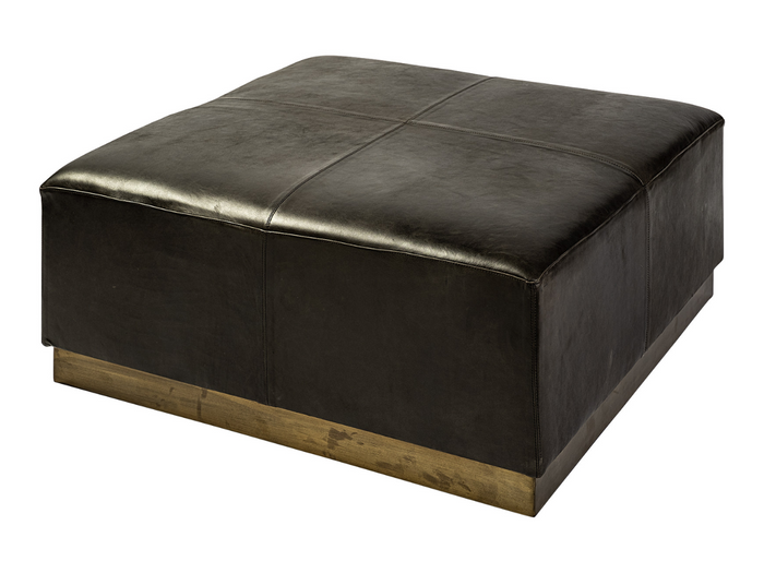 Minara Black Leather Ottoman | Calgary Furniture Store