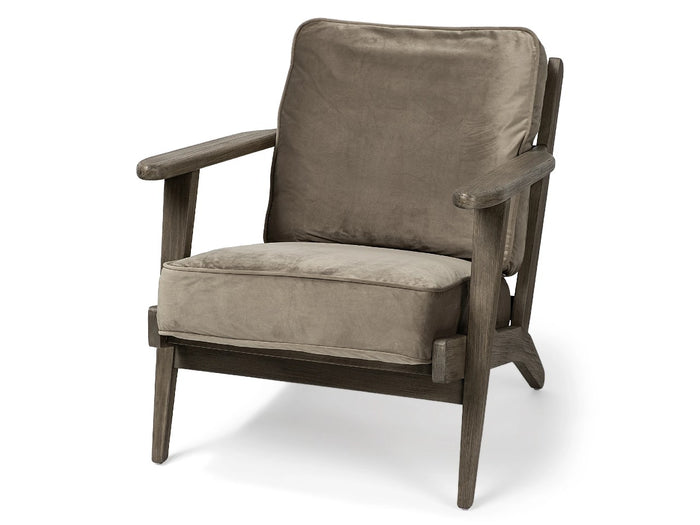 Olympus II Accent Chair - Brown Velvet Covered Wooden Frame | Calgary Furniture Store