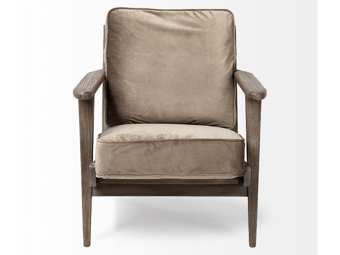 Olympus II Accent Chair - Brown Velvet Covered Wooden Frame | Calgary Furniture Store