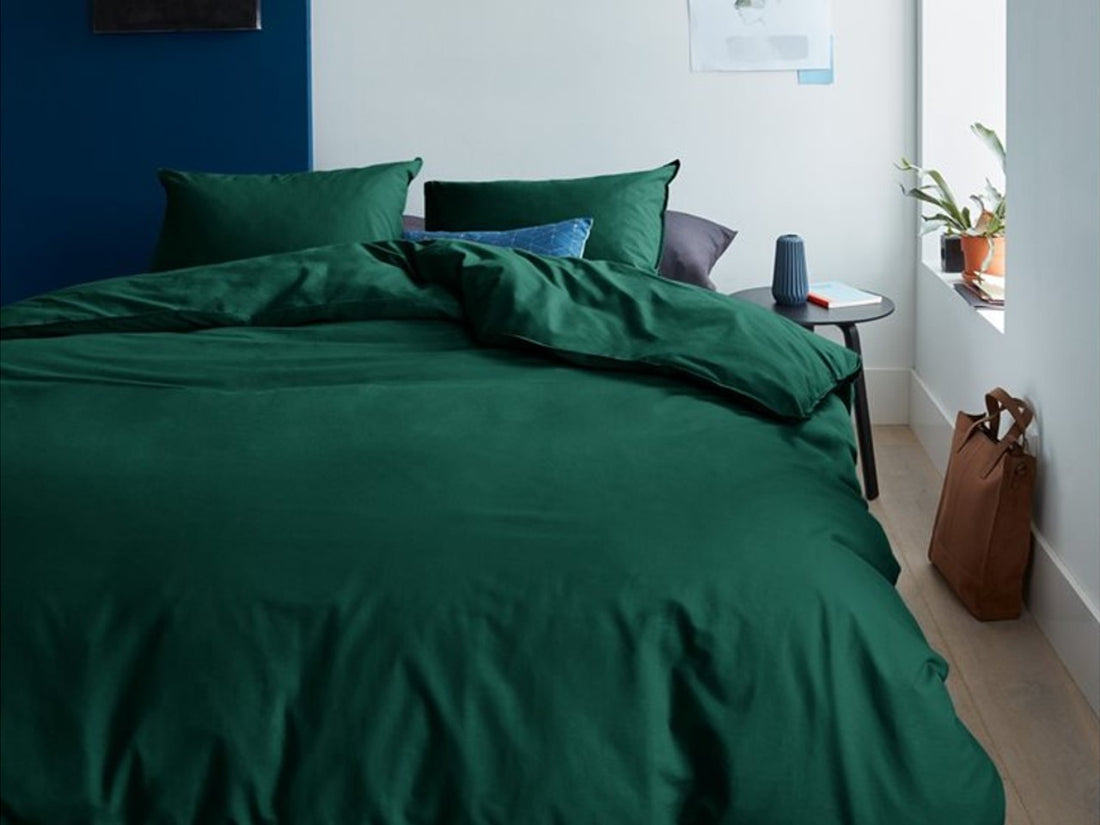 Organic Dark Green Cotton Double Queen Duvet Cover | Calgary Furniture Store