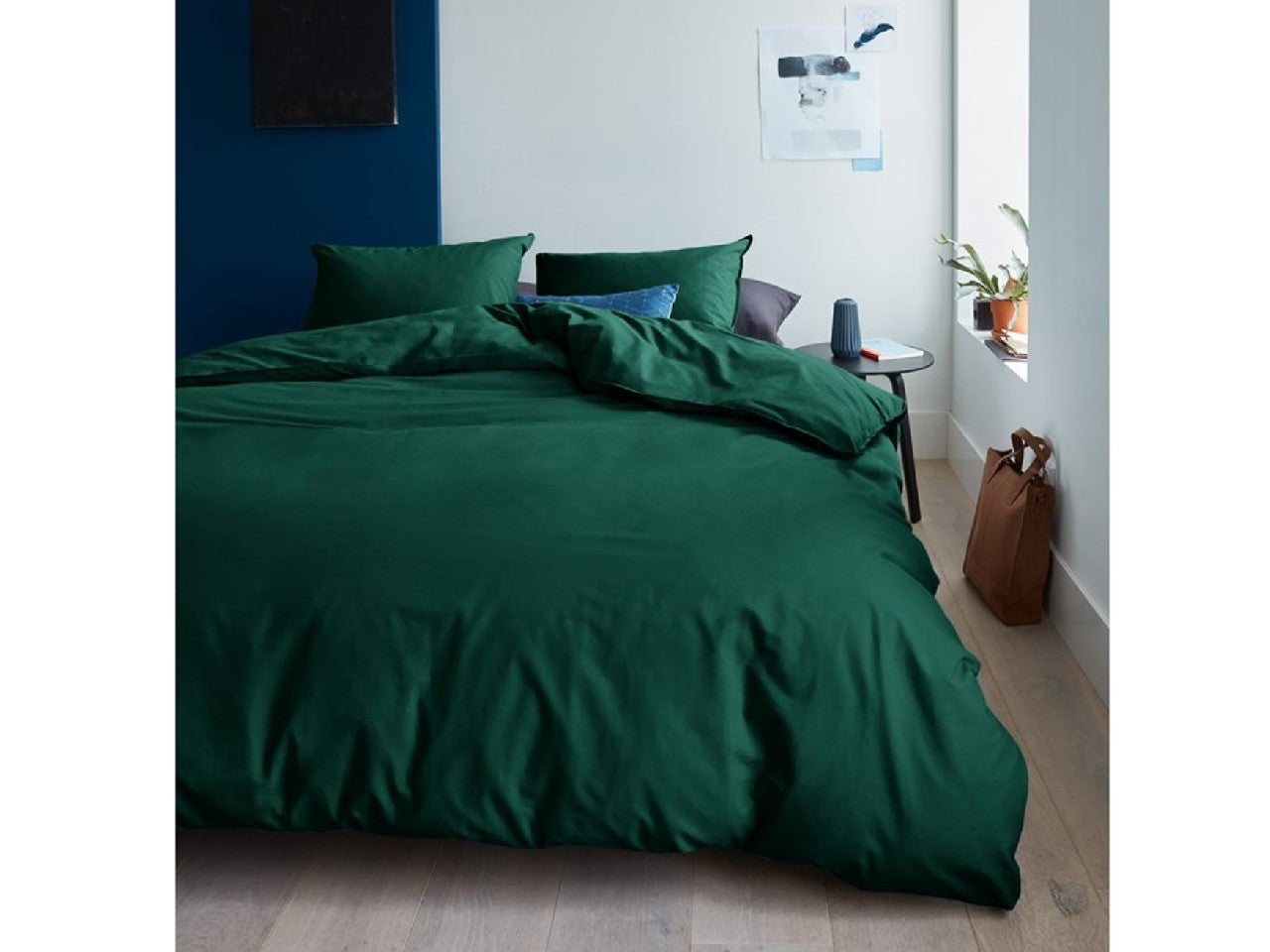 Organic Dark Green Cotton Double Queen Duvet Cover | Calgary Furniture Store