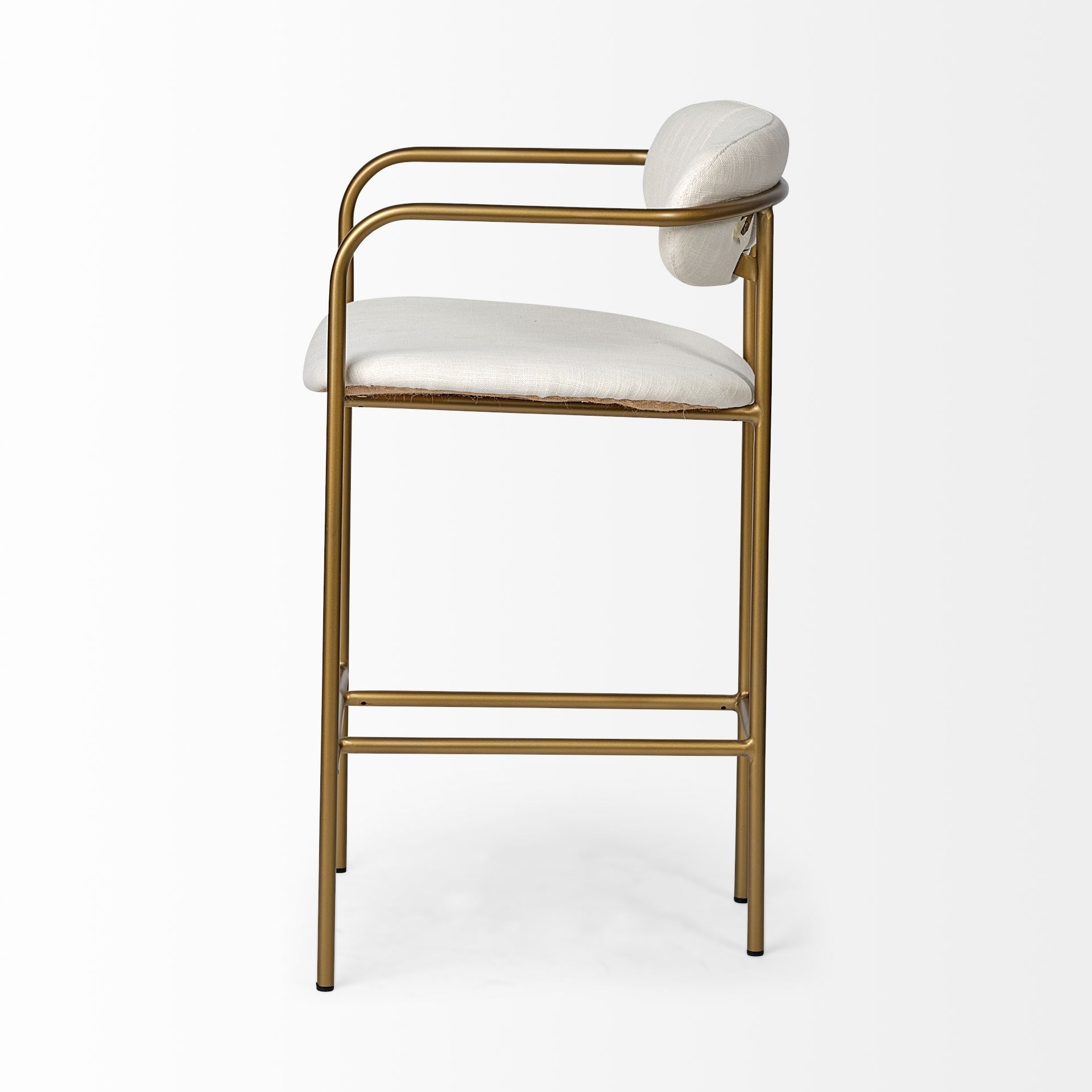 Parker 26.5" Seat Height Cream Fabric Seat Gold Metal Bar Stool | Calgary's Furniture Store | Calgary Bar Stools