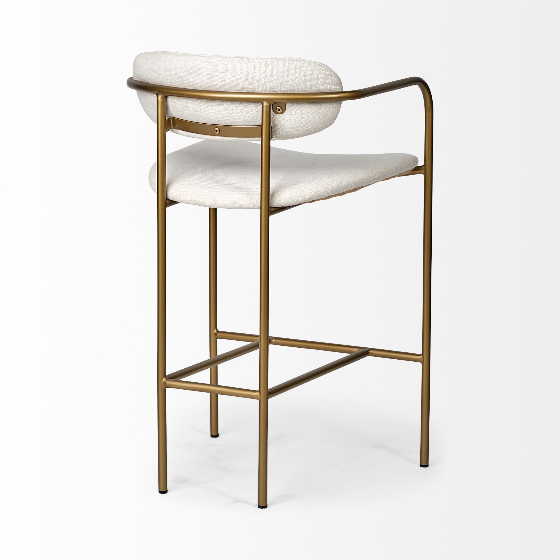 Parker 26.5" Seat Height Cream Fabric Seat Gold Metal Bar Stool | Calgary's Furniture Store | Calgary Bar Stools