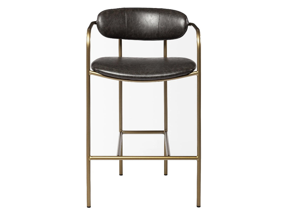 Parker Brown Faux Leather Seat Gold Metal Counter Stool | Calgary's Furniture Store | Calgary Counter Stool