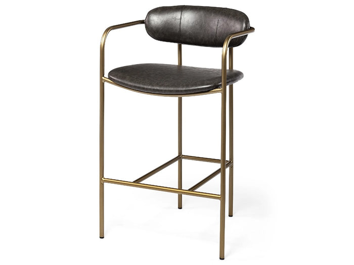 Parker Brown Faux Leather Seat Gold Metal Counter Stool | Calgary's Furniture Store | Calgary Counter Stool
