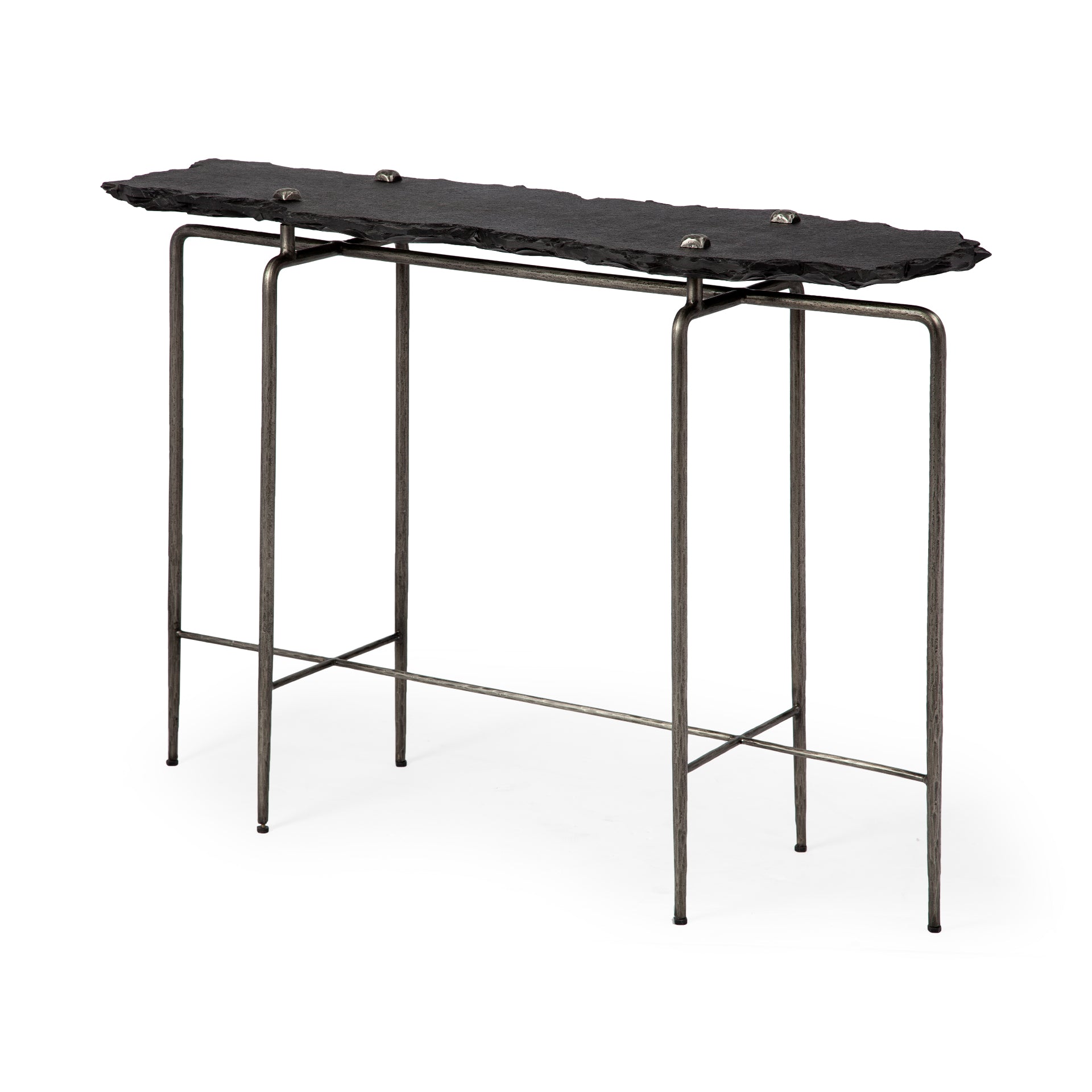 Black Slate Console Table With Iron Base Black Slate Console Table With Iron Base