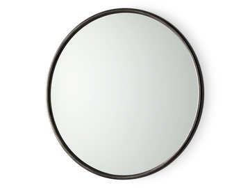 Piper Black Metal Round Mirror | Calgary Furniture Store