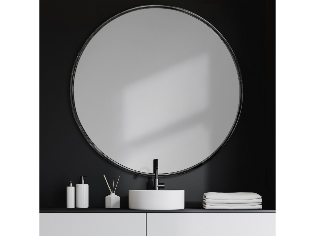 Piper Wall Mirror - Black Metal | Calgary Furniture Store