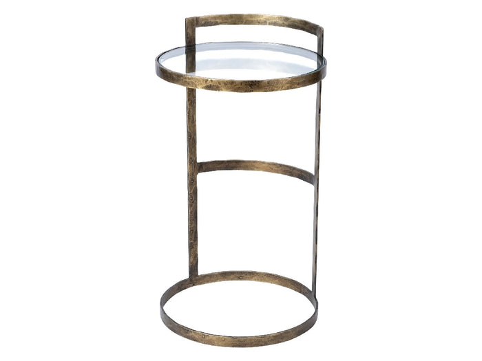 Reimer Accent Table - Gold Round Glass Top with Metal Frame | Calgary Furniture Store