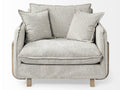 Roy II Brown Wood Frame Arm Chair - Frost Gray Upholstered | Calgary's Furniture Store | Calgary Accent Chairs