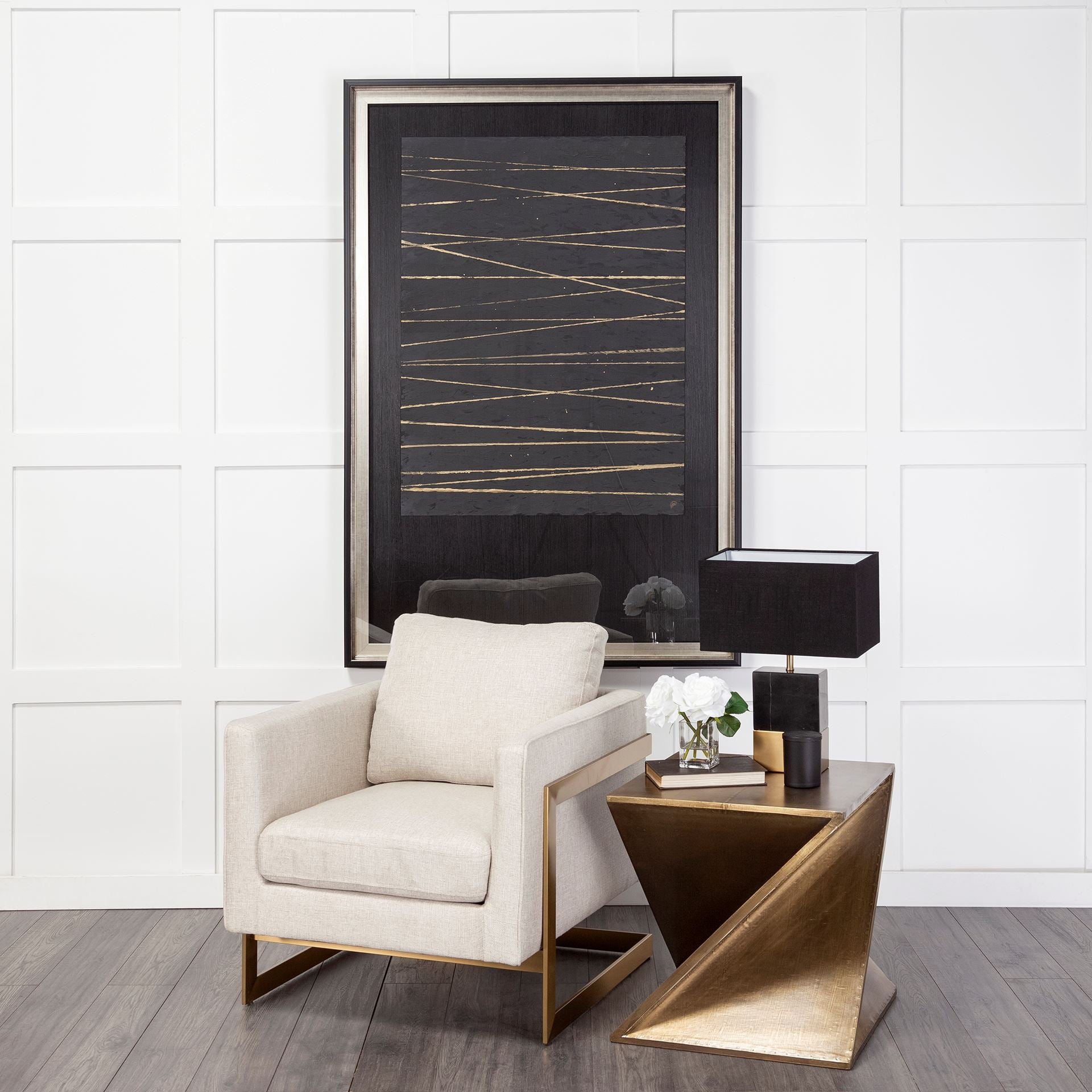 Rupert Stainless Steel Frame Accent Chair | Calgary Furniture Store