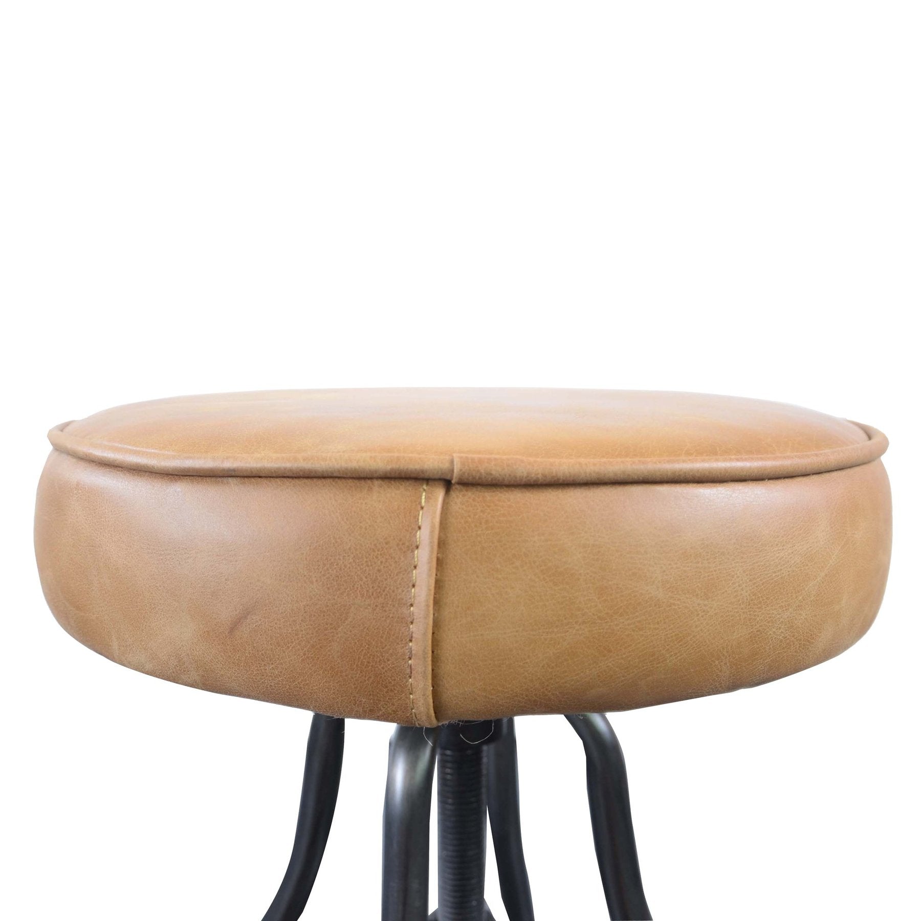 Bowlar Bar Stool Leather in Cognac Leather | Calgary's Furniture Store | Calgary Bar Stools