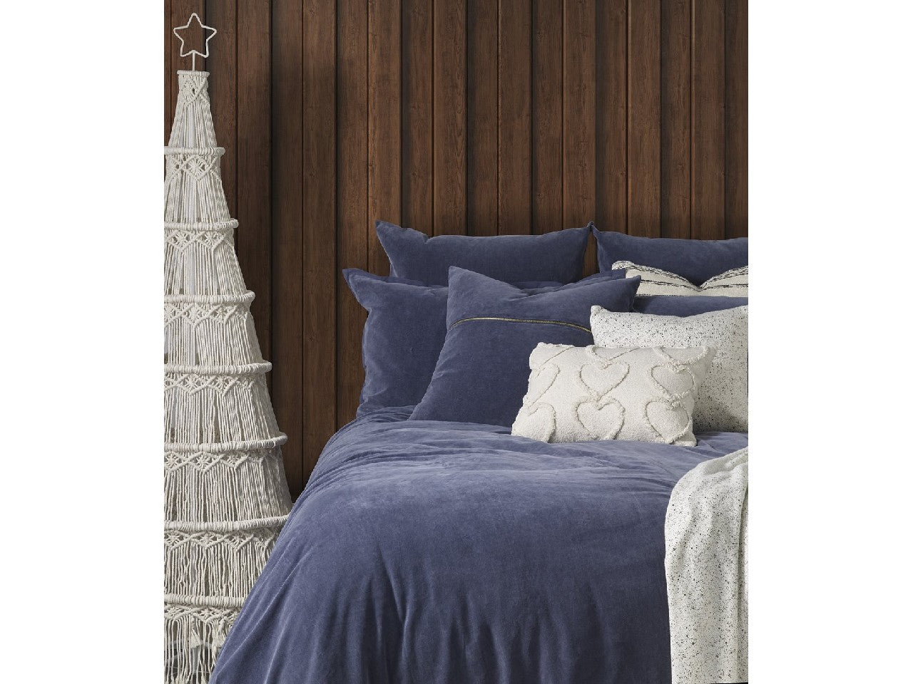 Saphyr Blue Velvet Double Queen Duvet Cover | Calgary Furniture Store