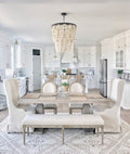 Pendra Gold Metal Whitewashed Wooden Bead Three Bulb Chandelier | Calgary Furniture Store