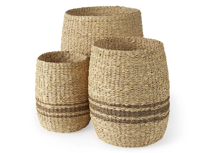 Sivannah (Set of 3) Seagrass Round Planters | Calgary Furniture Store
