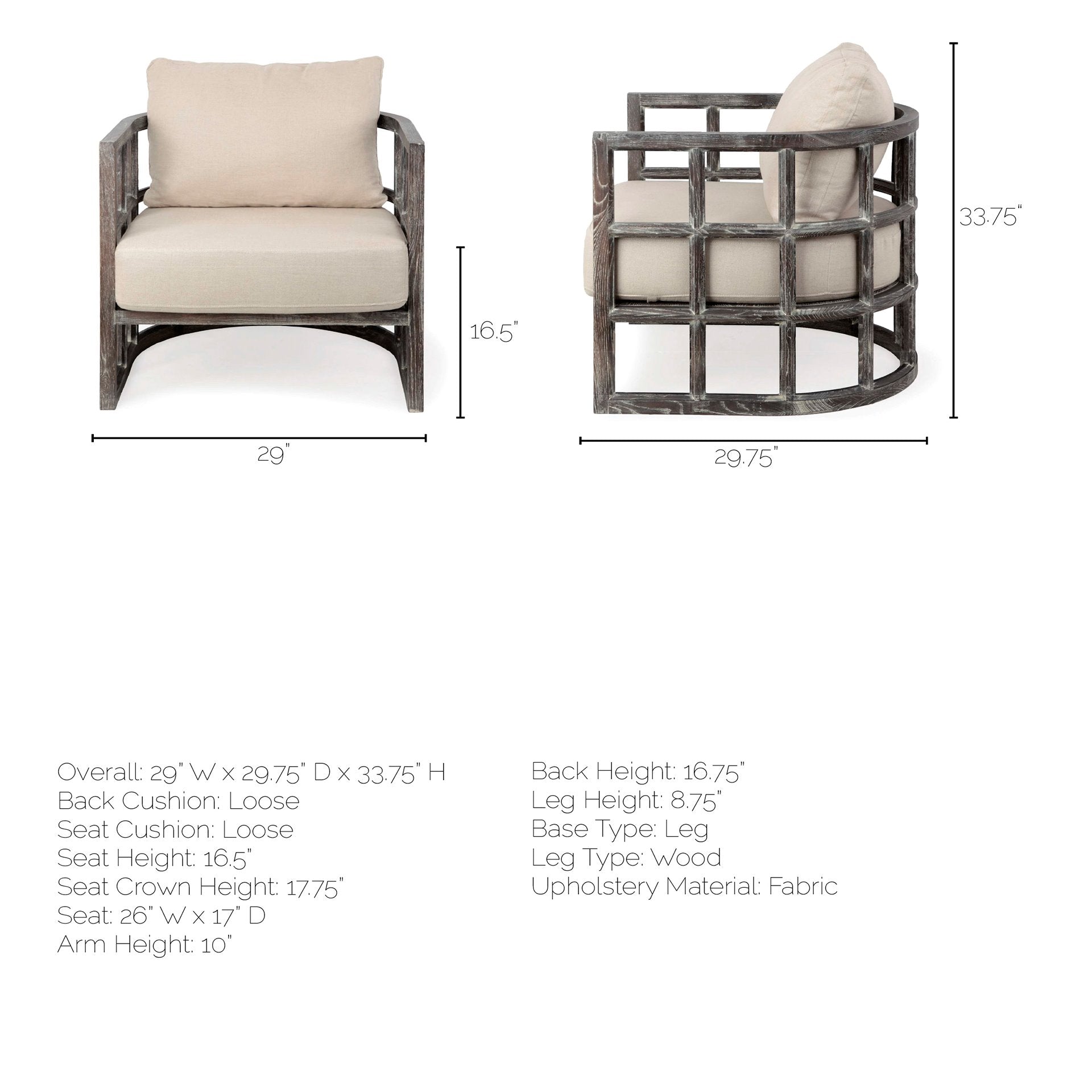 Skylar Accent Chair - Cream Fabric Covered Cushioned | Calgary Furniture Store