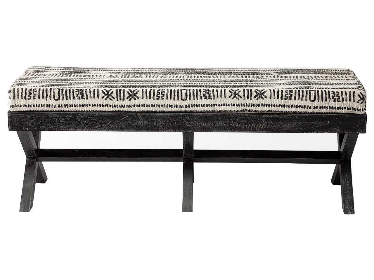 Solis Black And Cream Upholstered Patterned Seat Accent Bench | Calgary's Furniture Store | Calgary Benches