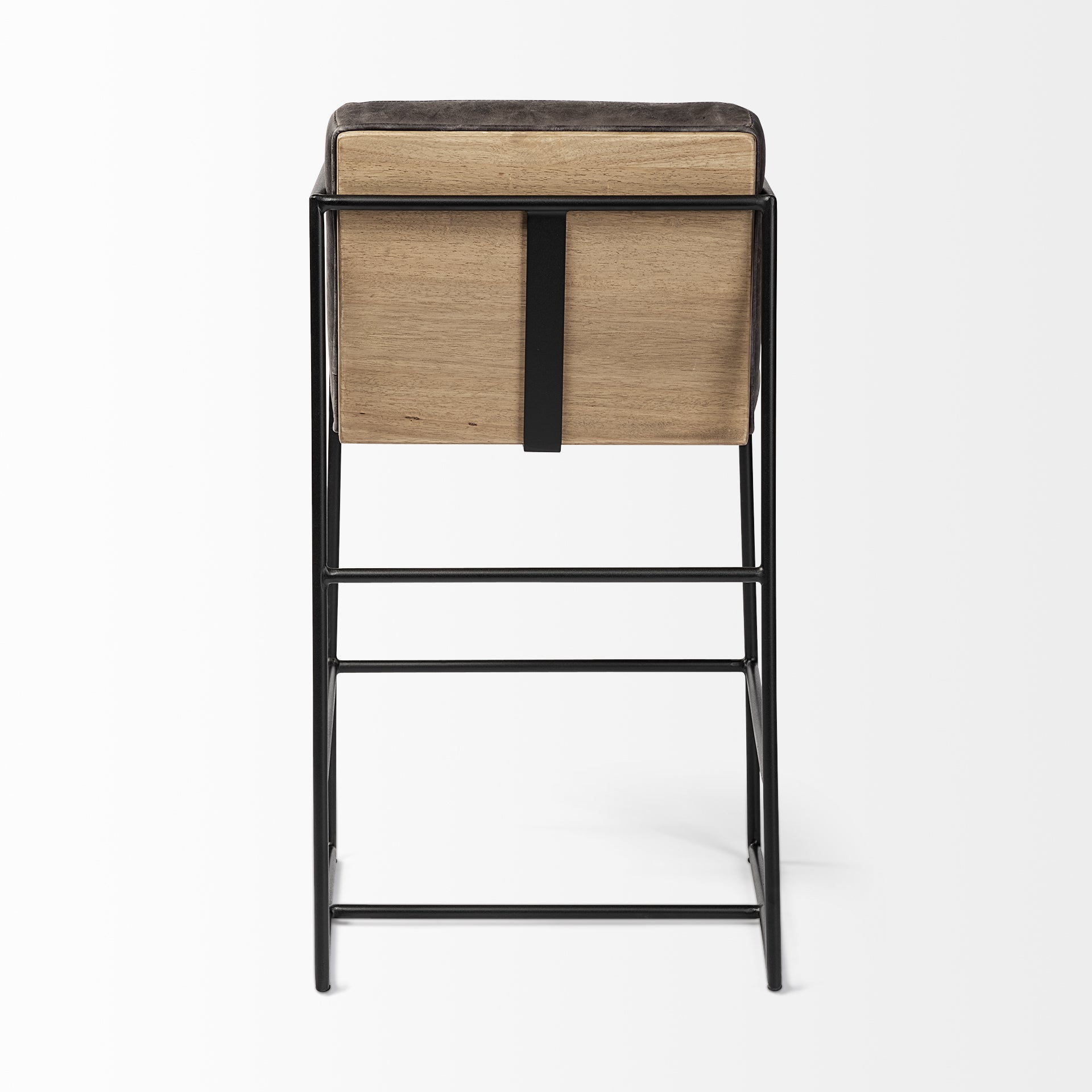 Stamford Ebony Leather Seat Black Metal Frame Counter Stool | Calgary Furniture Store