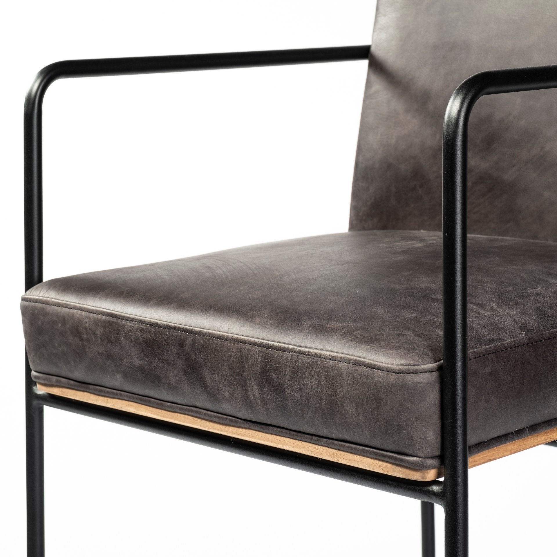 Stamford Ebony Leather Seat Black Metal Frame Counter Stool | Calgary Furniture Store