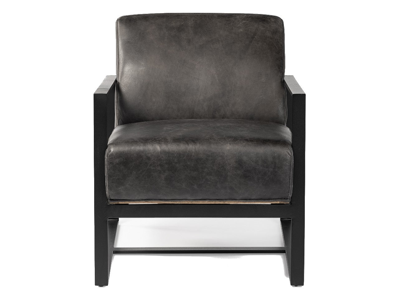 Stamford I Black Genuine Leather Accent Chair - Metal Frame | Calgary's Furniture Store | Calgary Accent Chairs