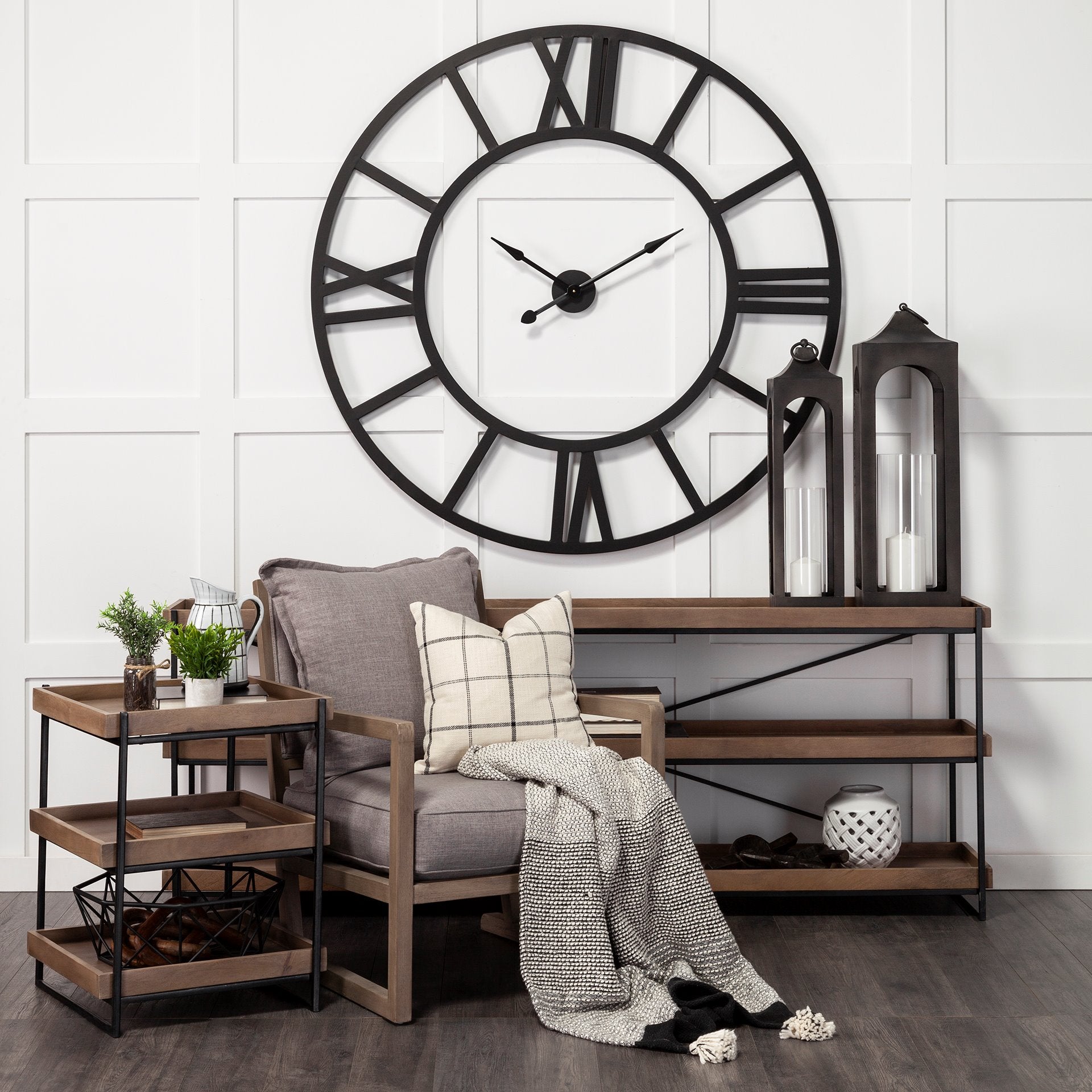 Stoke Round Giant Oversized Industrial Wall Clock | Calgary Furniture Store