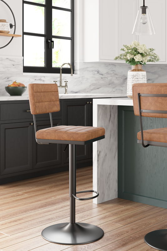 Strumford Brown Swivel Barstool | Calgary Furniture Store
